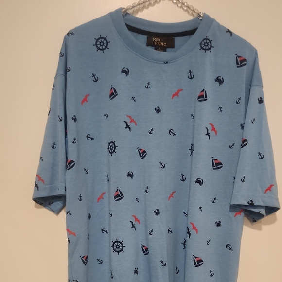 Blue Nautical Print Men's Shirt - Picture 1 of 5